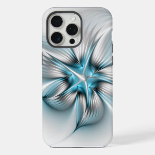 Floral Elegance Modern Abstract Blue Fractal Art iPhone 15 Pro Max Case