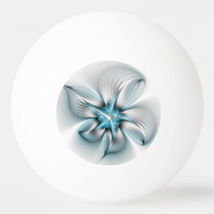Floral Elegance Modern Abstract Blue Fractal Art Ping Pong Ball