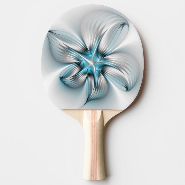 Floral Elegance Modern Abstract Blue Fractal Art Ping Pong Paddle (Front)