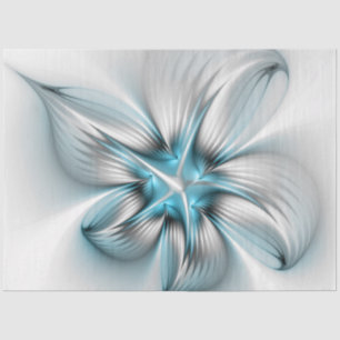 Floral Elegance Modern Abstract Blue Fractal Art Tissue Paper