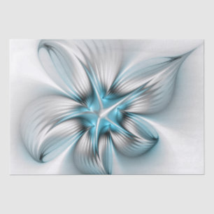 Floral Elegance Modern Abstract Blue Fractal Art Tissue Paper