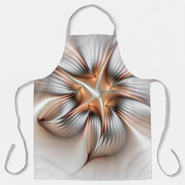 Floral Elegance Modern Abstract Fractal Art Apron (Front)