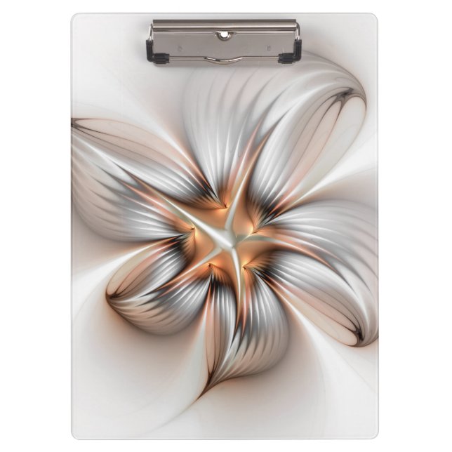 Floral Elegance Modern Abstract Fractal Art Clipboard (Front)
