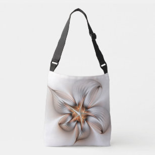 Floral Elegance Modern Abstract Fractal Art Crossbody Bag