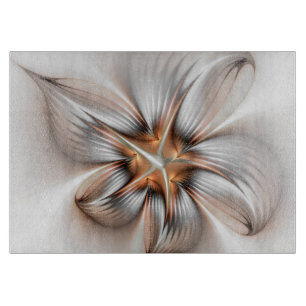 Floral Elegance Modern Abstract Fractal Art Cutting Board