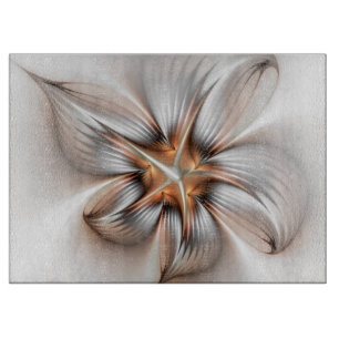 Floral Elegance Modern Abstract Fractal Art Cutting Board