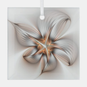 Floral Elegance Modern Abstract Fractal Art Glass Tree Decoration