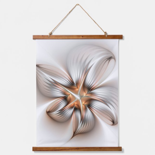 Floral Elegance Modern Abstract Fractal Art Hanging Tapestry (Front)