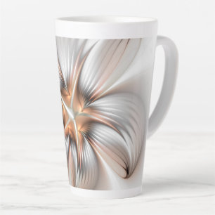 Floral Elegance Modern Abstract Fractal Art Latte Mug