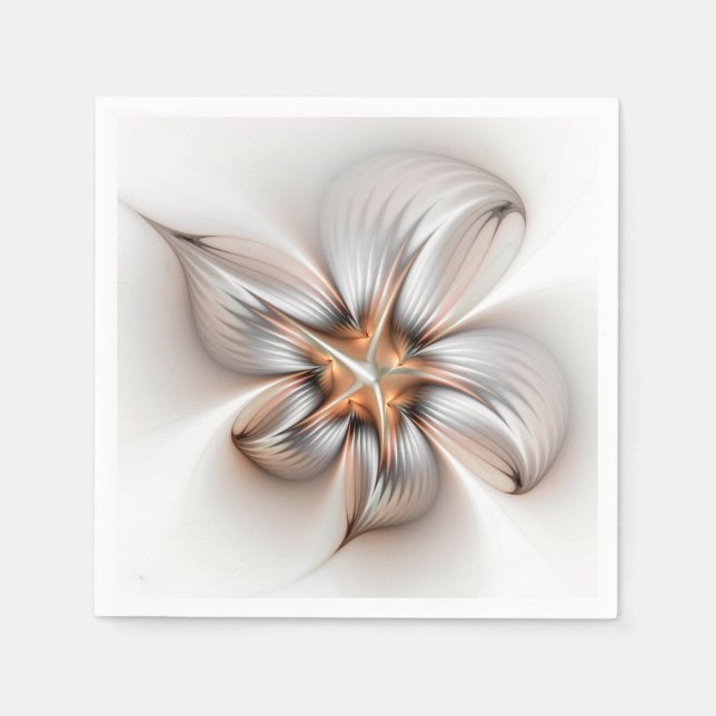 Floral Elegance Modern Abstract Fractal Art Napkin (Front)