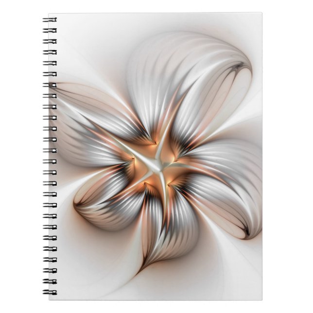 Floral Elegance Modern Abstract Fractal Art Notebook (Front)