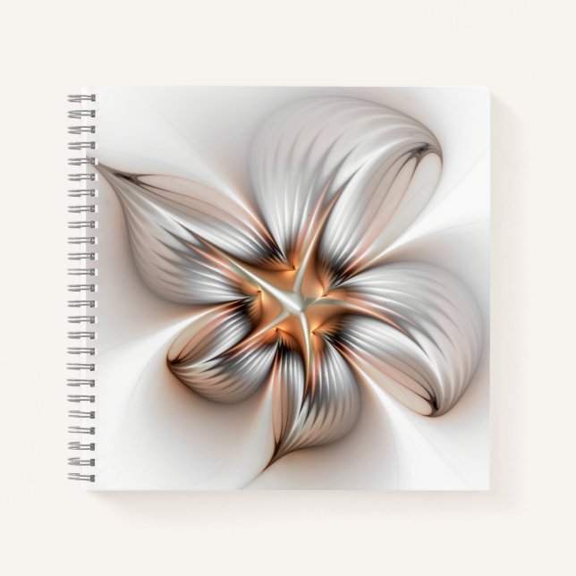 Floral Elegance Modern Abstract Fractal Art Notebook (Front)