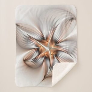 Floral Elegance Modern Abstract Fractal Art Sherpa Blanket