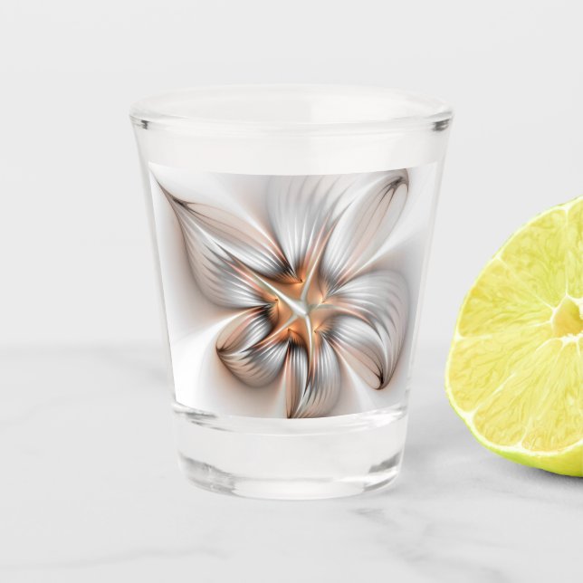 Floral Elegance Modern Abstract Fractal Art Shot Glass (Front)
