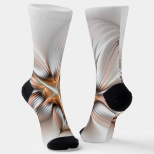 Floral Elegance Modern Abstract Fractal Art Socks