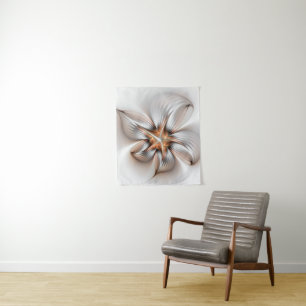 Floral Elegance Modern Abstract Fractal Art Tapestry