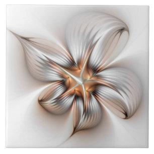 Floral Elegance Modern Abstract Fractal Art Tile
