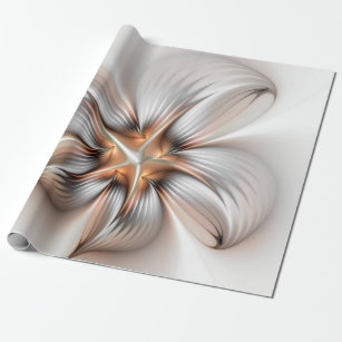 Floral Elegance Modern Abstract Fractal Art Wrapping Paper
