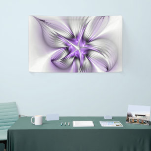 Floral Elegance Modern Abstract Violet Fractal Art Banner