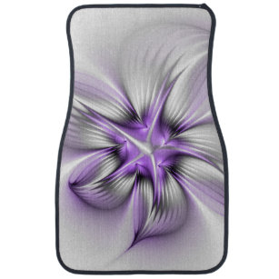 Floral Elegance Modern Abstract Violet Fractal Art Car Mat