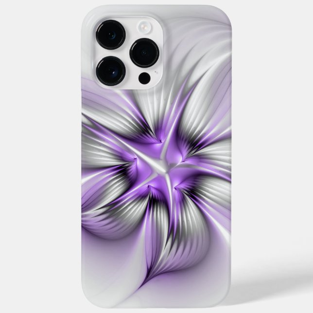 Floral Elegance Modern Abstract Violet Fractal Art Case-Mate iPhone Case (Back)