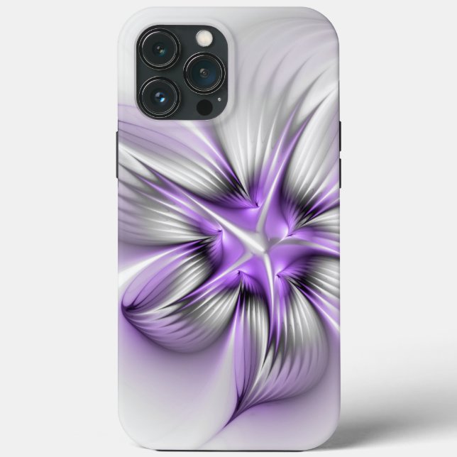 Floral Elegance Modern Abstract Violet Fractal Art Case-Mate iPhone Case (Back)