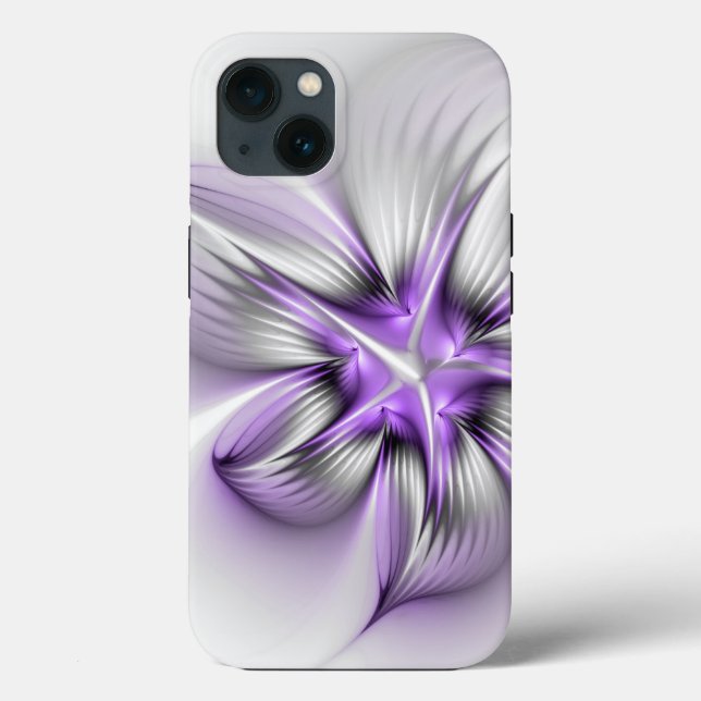 Floral Elegance Modern Abstract Violet Fractal Art Case-Mate iPhone Case (Back)