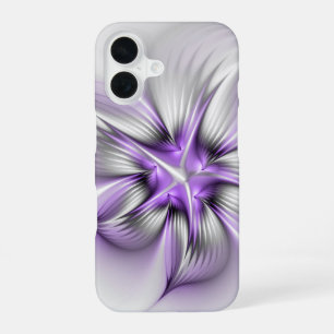 Floral Elegance Modern Abstract Violet Fractal Art iPhone 16 Case