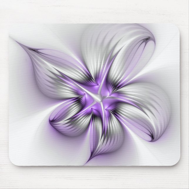 Floral Elegance Modern Abstract Violet Fractal Art Mouse Mat (Front)