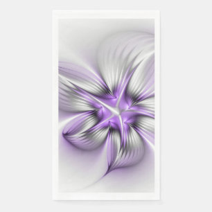 Floral Elegance Modern Abstract Violet Fractal Art Napkin