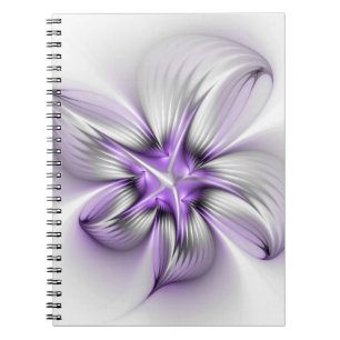 Floral Elegance Modern Abstract Violet Fractal Art Notebook