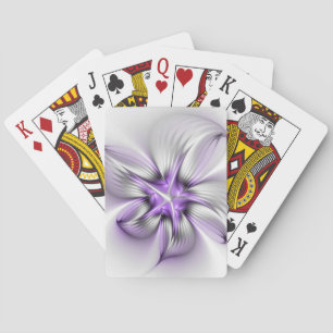 Floral Elegance Modern Abstract Violet Fractal Art Playing Cards