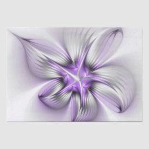 Floral Elegance Modern Abstract Violet Fractal Art Tissue Paper