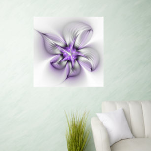 Floral Elegance Modern Abstract Violet Fractal Art Wall Decal