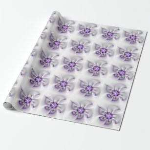 Floral Elegance Modern Abstract Violet Fractal Art Wrapping Paper