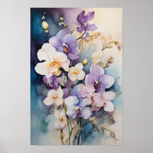 Floral Elegance - Orchid Flowers Watercolor Art