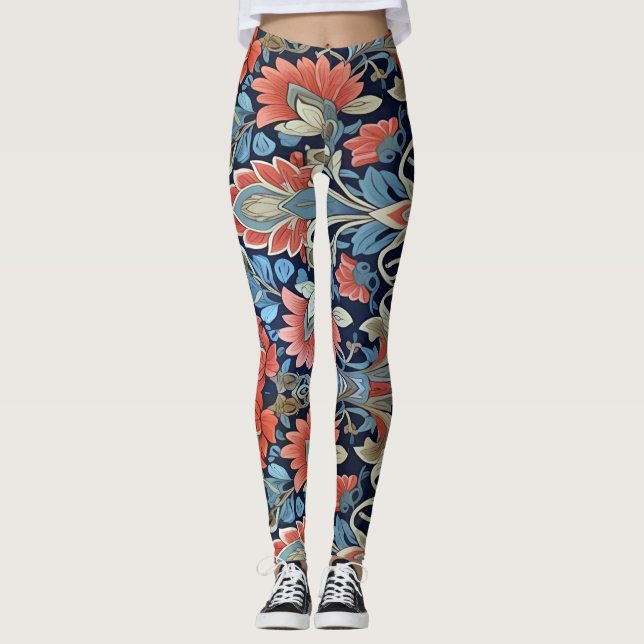 Floral Elegance pattern by Ratti_Creative_Arts  Leggings (Front)