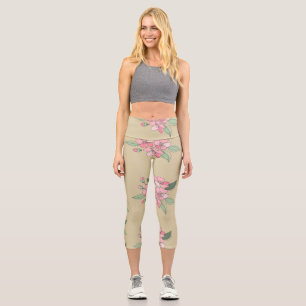 Floral Elegance Pattern Capri Leggings