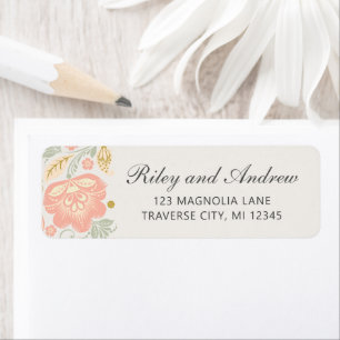Floral Elegance Peach Blush Sage Classic Address