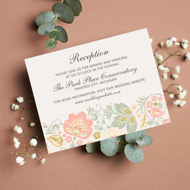 Floral Elegance Peach Blush Sage Classic Wedding Enclosure Card (Creator Uploaded)