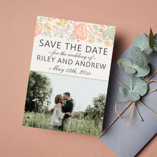 Floral Elegance Peach Blush Sage Save The Date