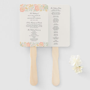 Floral Elegance Peach Blush Sage Wedding Ceremony  Hand Fan