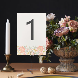 Floral Elegance Peach Sage Blush Classic Wedding Table Number