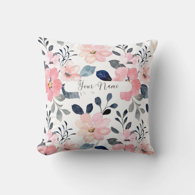 "Floral Elegance: Personalised Pillow Design with  (Front)