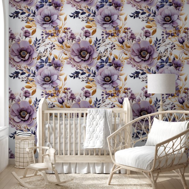 Floral Elegance: Purple Blossom Design Wallpaper (Kids)