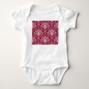 Floral Elegance: Red Lace Pattern Baby Bodysuit