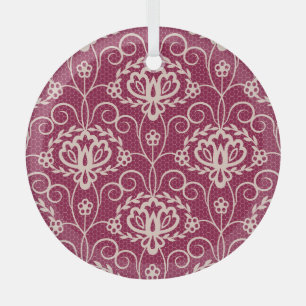 Floral Elegance: Red Lace Pattern Glass Tree Decoration