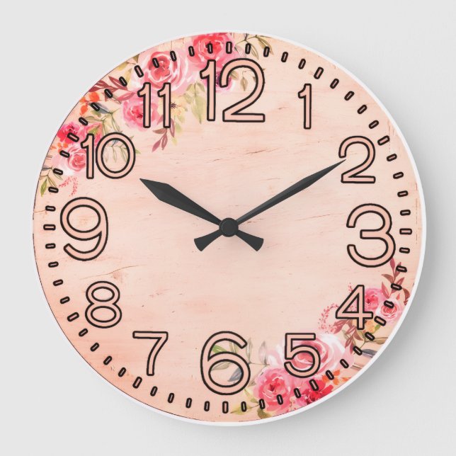 Floral Elegance Round Acrylic Wall Clock (Front)
