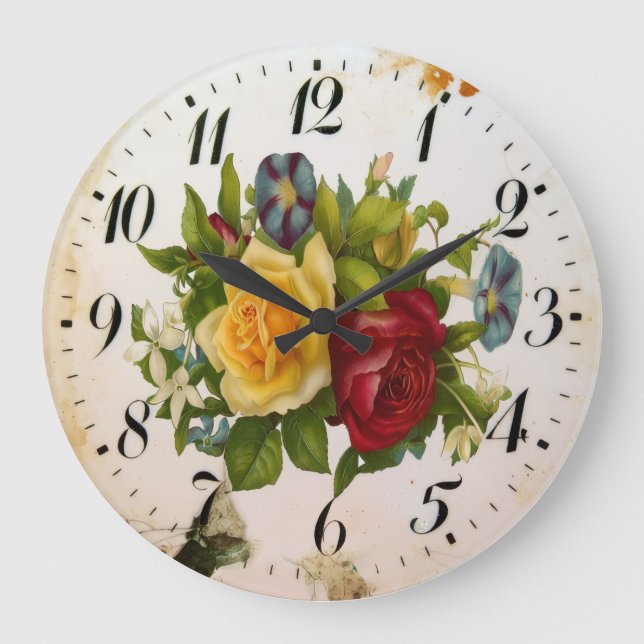 Floral Elegance Round Acrylic Wall Clock (Front)