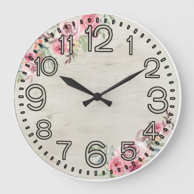Floral Elegance Round Acrylic Wall Clock (Front)